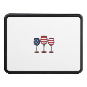 Patriotic Wine Glasses Vintage Vector Shirt Design Hitch Cover