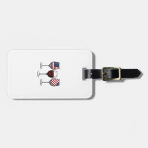 Patriotic Wine Glasses Vintage Vector Shirt Design Luggage Tag