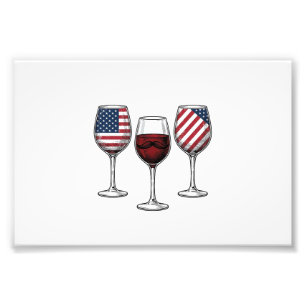 Patriotic Wine Glasses Vintage Vector Shirt Design Photo Print