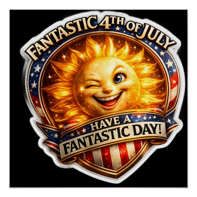 Patriotic winking fourth of July celebration wall  Poster (Front)