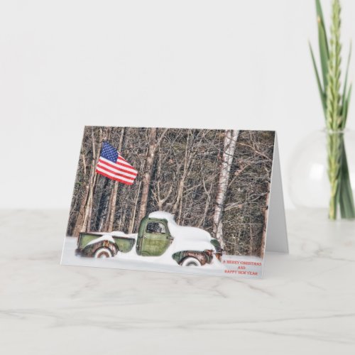 Patriotic Winter Christmas Card