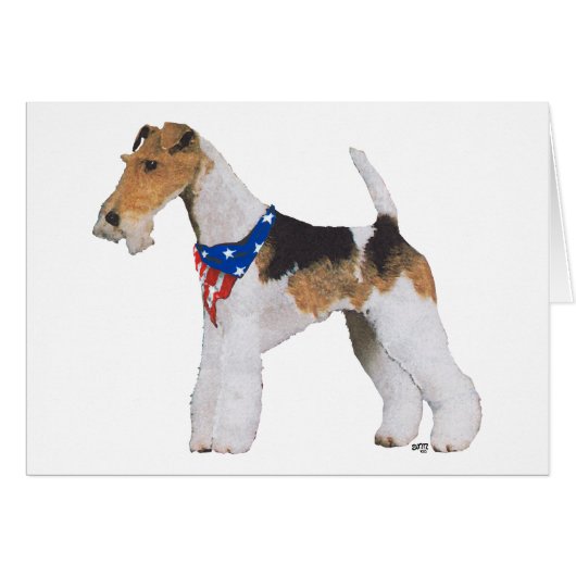 Patriotic Wire Fox Terrier Cards (Front Horizontal)