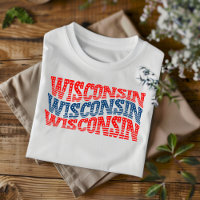 Patriotic Wisconsin Red and Blue Boho T-Shirt 