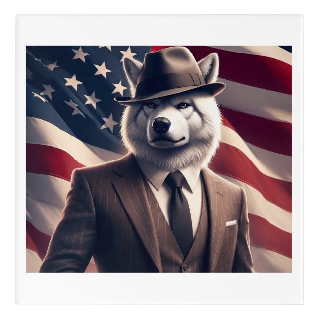 Patriotic Wolf   Acrylic Print (Front)