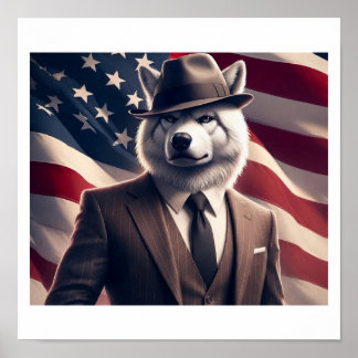 Patriotic Wolf Poster