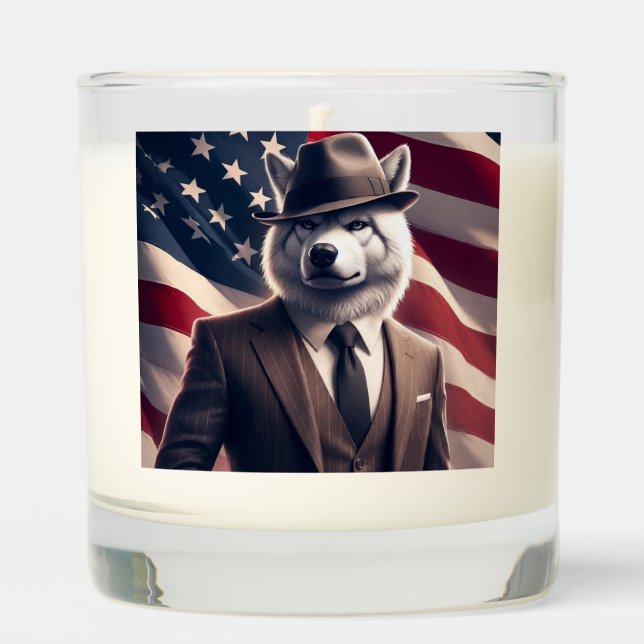 Patriotic Wolf   Scented Candle (Front)