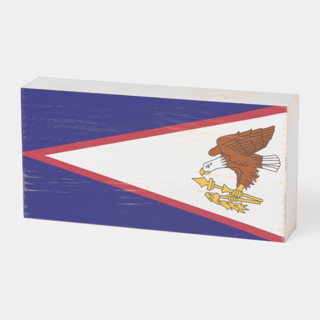 Patriotic Wood Box Sign with American Samoa (Angled Horizontal)