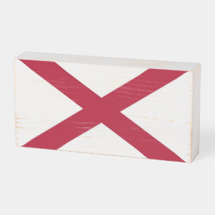 Patriotic Wood Box Sign with Flag of Alabama