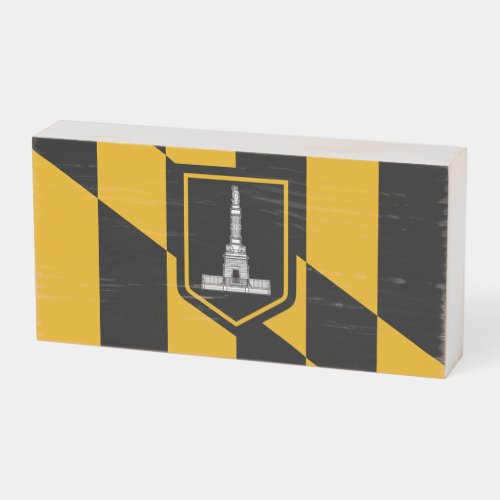 Patriotic Wood Box Sign with Flag of Baltimore