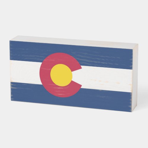 Patriotic Wood Box Sign with Flag of Colorado