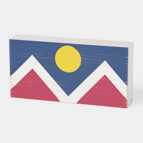 Patriotic Wood Box Sign with Flag of Denver