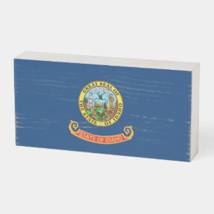 Patriotic Wood Box Sign with Flag of Idaho