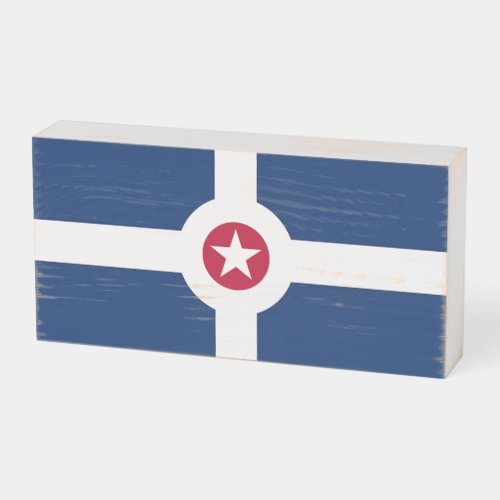 Patriotic Wood Box Sign with Flag of Indianapolis