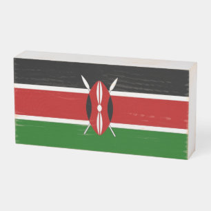 Patriotic Wood Box Sign with Flag of Kenya