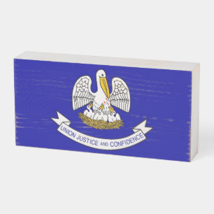 Patriotic Wood Box Sign with Flag of Louisiana