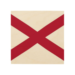 Patriotic wood canvas with Flag of Alabama