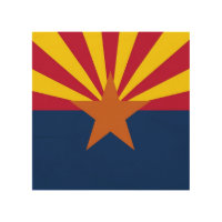 Patriotic wood canvas with Flag of Arizona