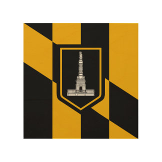 Patriotic wood canvas with Flag of Baltimore