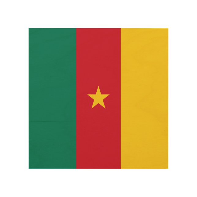Patriotic wood canvas with Flag of Cameroon (Front)