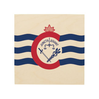 Patriotic wood canvas with Flag of Cincinnati