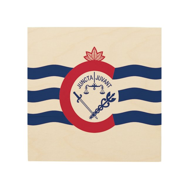 Patriotic wood canvas with Flag of Cincinnati (Front)