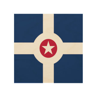 Patriotic wood canvas with Flag of Indianapolis