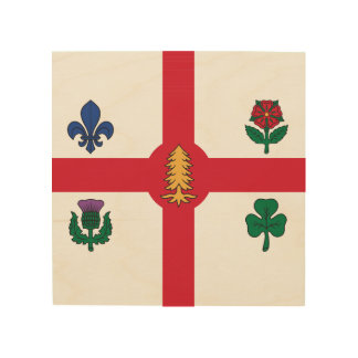Patriotic wood canvas with Flag of Montreal