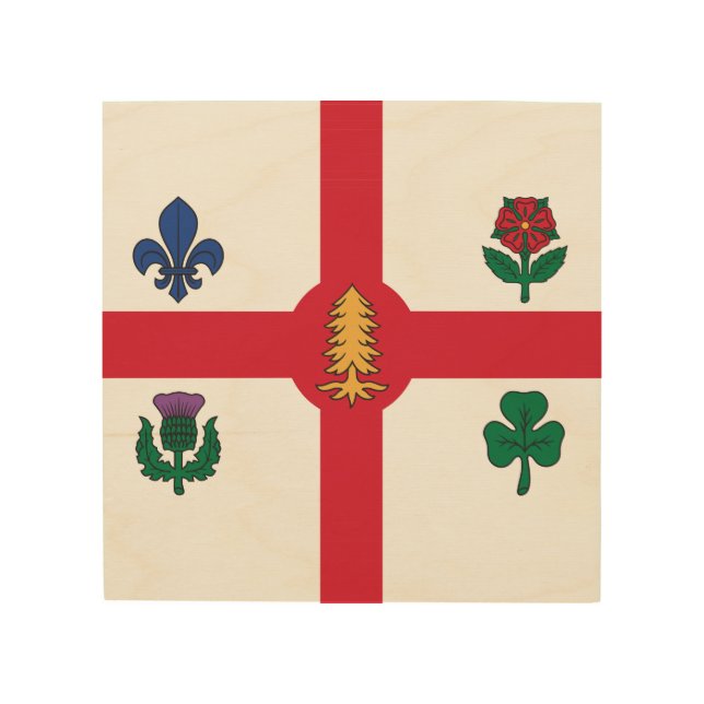 Patriotic wood canvas with Flag of Montreal (Front)