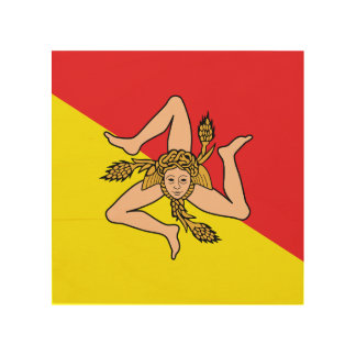 Patriotic wood canvas with Flag of Sicily