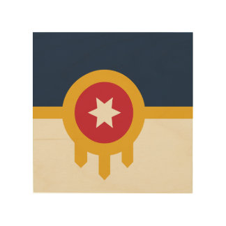 Patriotic wood canvas with Flag of Tulsa City