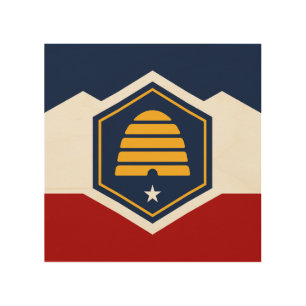 Patriotic wood canvas with Flag of Utah, USA
