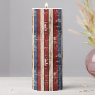 Patriotic Wood Pillar Candle