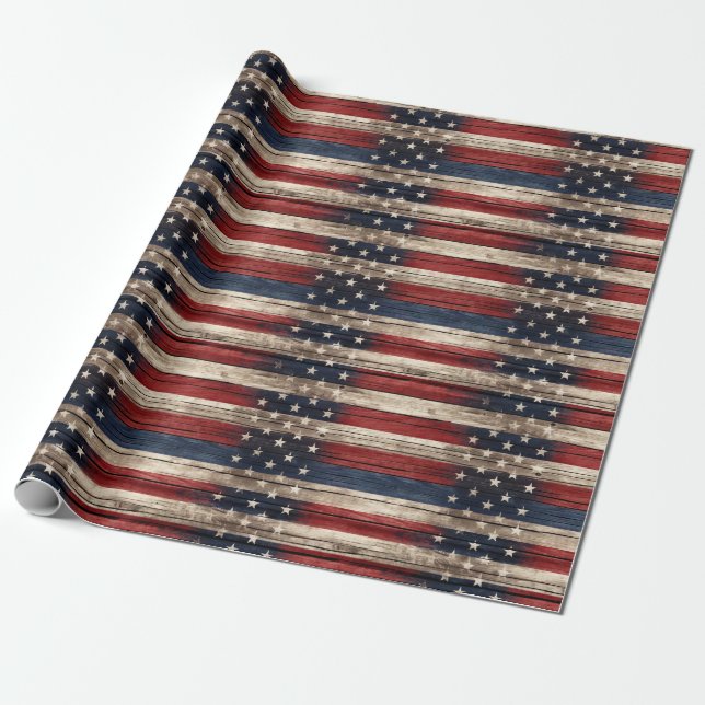 Patriotic Wood Wrapping Paper (Unrolled)