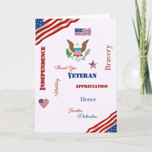 Patriotic Words For American Veterans Card