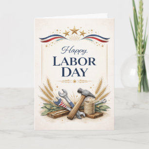 Patriotic Worker Tools Labor Day Card