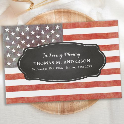 Patriotic Worn USA Flag Veteran Memorial Funeral Guest Book