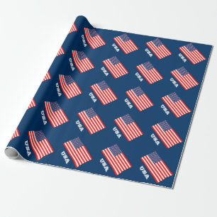Patriotic wrapping paper with flag of America