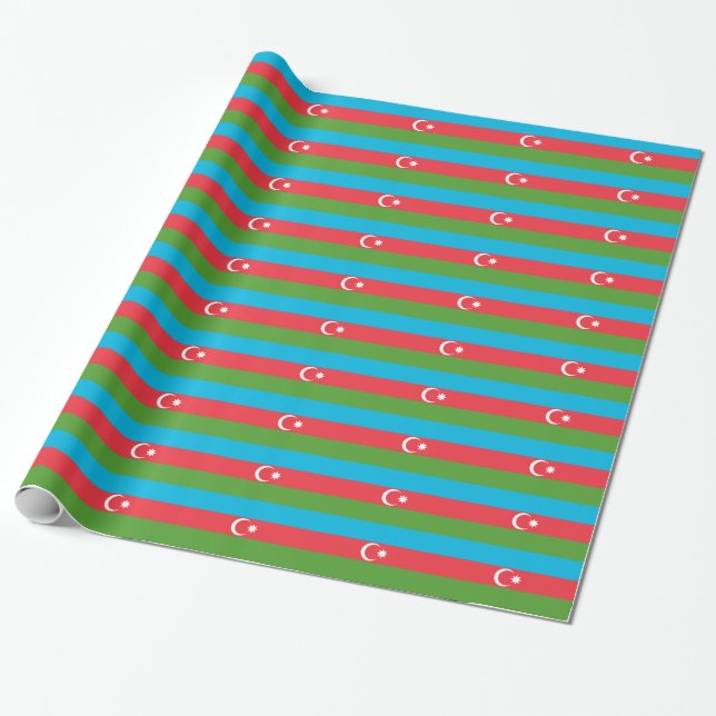 Patriotic wrapping paper with Flag of Azerbaijan (Unrolled)