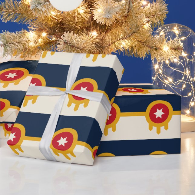 Patriotic wrapping paper with Flag of Tulsa City (Holidays)