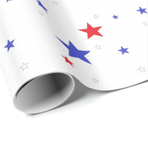 Patriotic Wrapping Paper with Stars Red White Blue