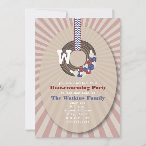 Patriotic Wreath Housewarming Party Invitation