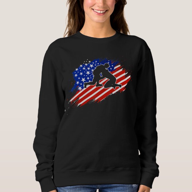 Patriotic Wrestler  4th Of July  American Flag Wre Sweatshirt (Front)