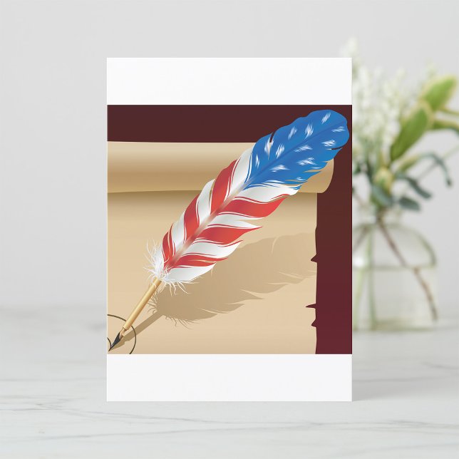 Patriotic Writing Feather on Antique Paper Invitation (Creator Uploaded)