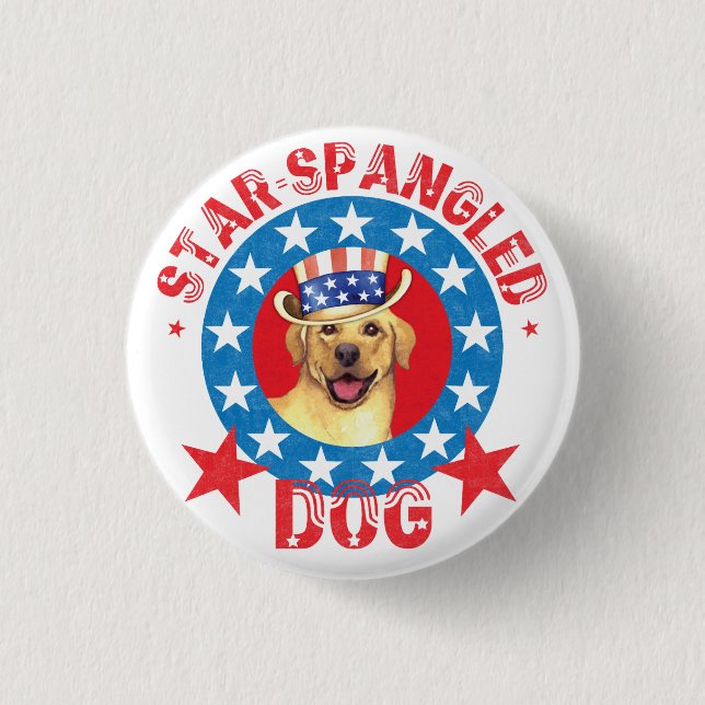 Patriotic Yellow Lab Button (Front)