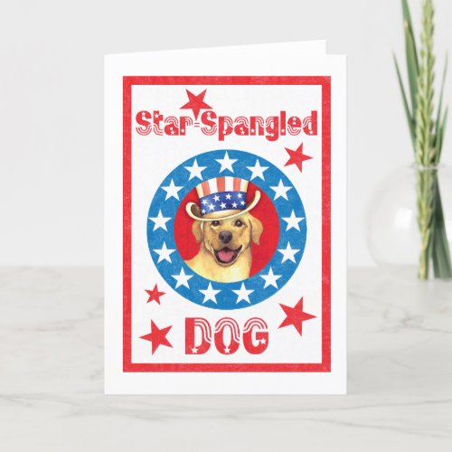 Patriotic Yellow Lab Card