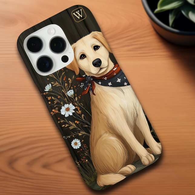 Patriotic Yellow Lab Dog Labrador iPhone case (Patriotic Yellow Lab Dog Labrador iPhone case with template for personal monogram)