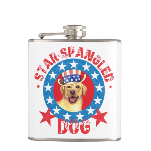 Patriotic Yellow Lab Flask