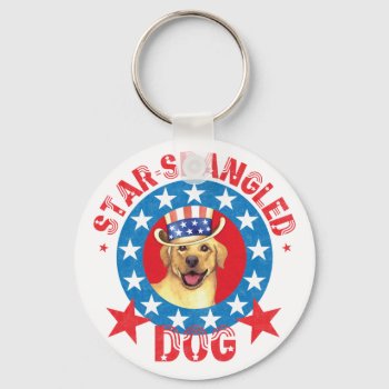 Patriotic Yellow Lab Keychain by DogsInk at Zazzle