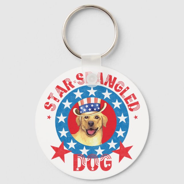 Patriotic Yellow Lab Keychain (Front)