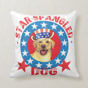 Patriotic Yellow Lab Throw Pillow
